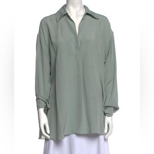 Chloe Silk Tunic Blouse in Sage Green/Mint